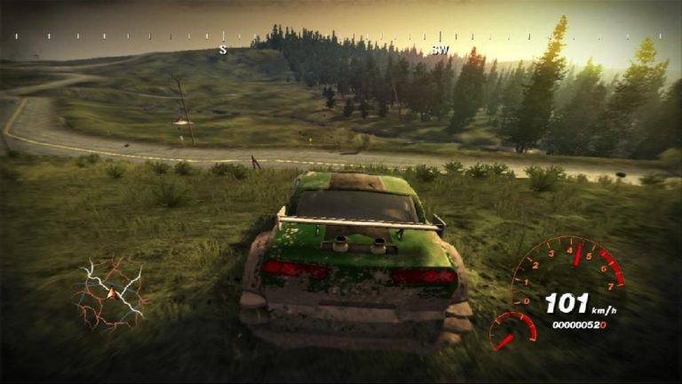 image du gameplay avec une voiture de rally
