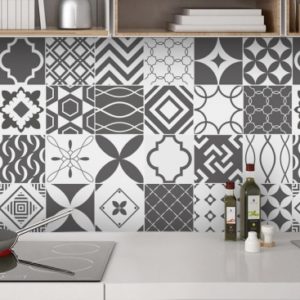 Carreaux de ciment classique gris foncé