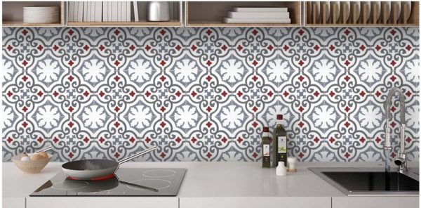 Carreaux de ciment Antique gris rouge